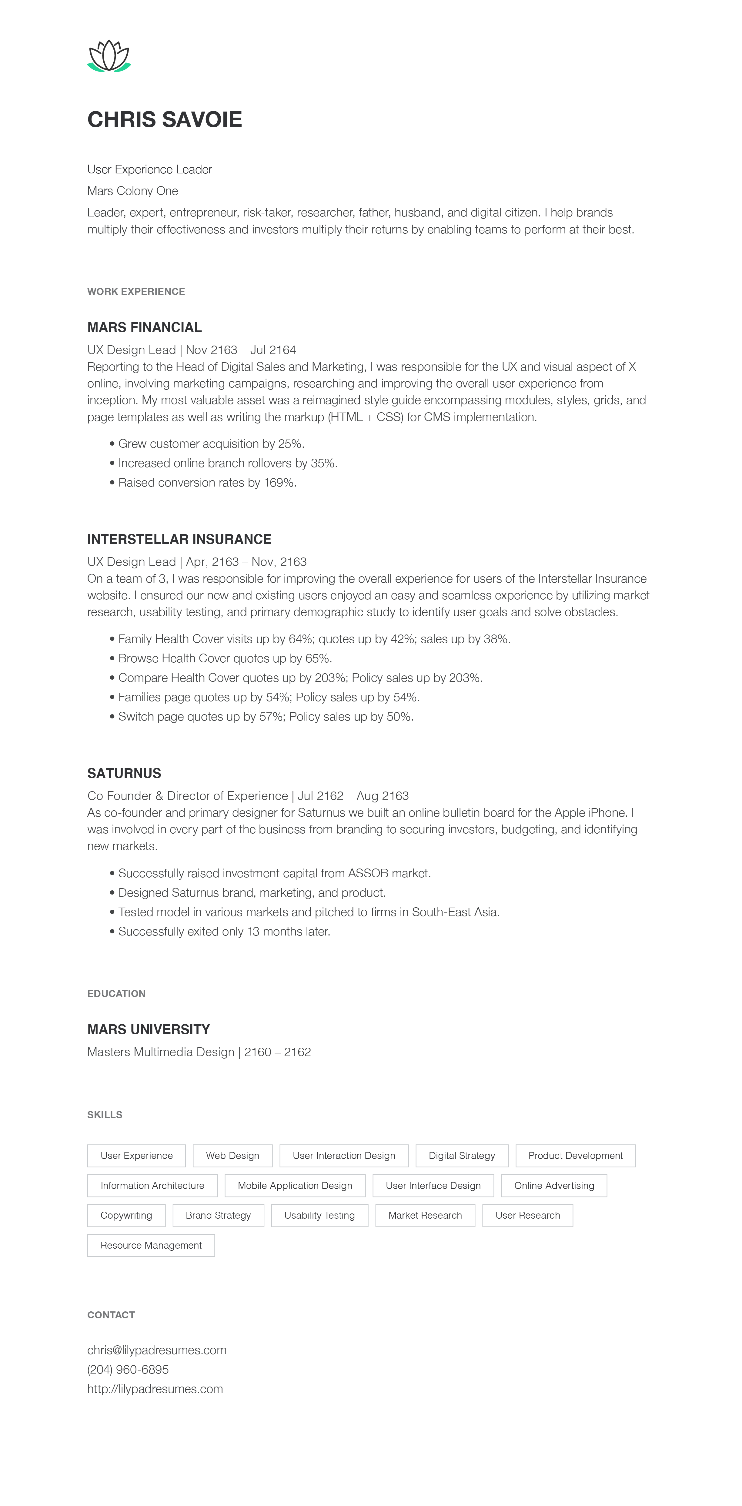 Resume Writing Sample